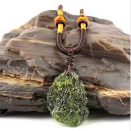 A Natural Moldavite green aerolites crystal stone pendant energy apotropaic4g-6g lot rope Unique Necklace CX20062991