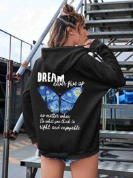 Women's Hoodies Sweatshirts Dream Cartoons Oil Painting Butterfly Printed Hoody Woman Fashion Fleece Sweatshirt Casual S-Xxl Hooded Autumn Hip Hop Women Top 24328