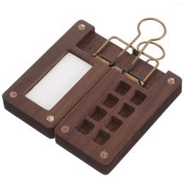 Frames Watercolour Box Travel Mini Portable Solid Wood Walnut 8-color Packaging Paint With Clip Painting Wooden Child