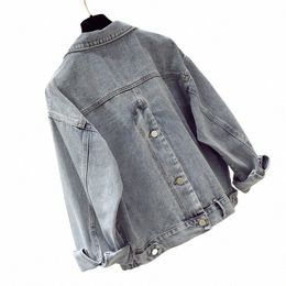 spring Autumn Solid Colour Fi Women Denim Jacket Casual Loose Jeans Jacket Korean Short Outerwear Female N4z1#