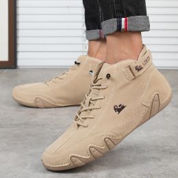 Shoes Leather Casual Shoes Luxury Men Ankle Boots Fashion High Top Sneakers shoes 2023 Designer Loafers Men Moccasin Motorcycle Shoes