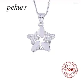 Pendants Pekurr 925 Sterling Silver Zircon Whirl Star Necklaces For Women Windmill Long Chain Choker Fashion Jewelry