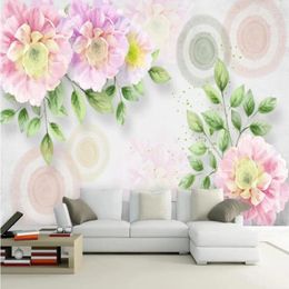 Wallpapers Milofi Custom Large Wallpaper Mural 3D Minimalist Hand-painted Pastoral Flower Background