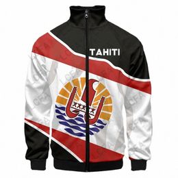 Tahiti Polinesia 3D Stampa Harajuku Zip Up Jacket Uomo Streetwear Rugby Team Baseball Giacche Big Size Custom Dropship all'ingrosso q0Sn #