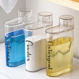 Jars Transparent Laundry Detergent Dispenser Bottle Sealed Tank for Detergent Powder Bleach Softener Laundry Room Organisation