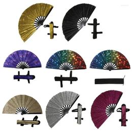 Decorative Figurines Glitter Plastic Fan Perfect Easy To Carry Folding With Bag And Strap Store Party Dance