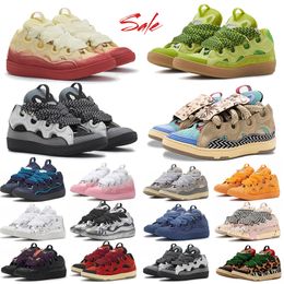 aaa+Quality lavines shoes Lavins Designer Shoes lavin Womens Platform Leather Curb Sneakers Embossed Mother Child Nappa Calfskin Double laces chaussures Trainers