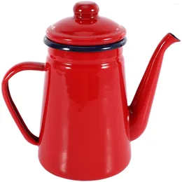Cookware Sets 1.1L Enamel Coffee Pot Hand Tea Kettle Induction Cooker Gas Stove Universal Red