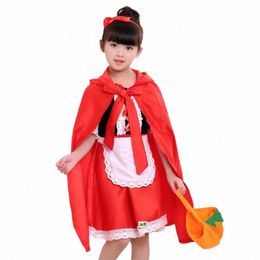 christmas Little Red Riding Hood Masquerade Costume Princ Dr Children Cosplay Performance C77A#