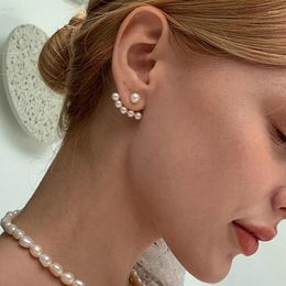Stud Earrings AOMU 2024 Chic Imitation Pearl Geometric Fan Shaped Elegant For Women Girls Jewelry Party Asseccoires