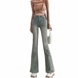 summer Flared Jeans Women Vintage High Waist Loose Comfortable Jeans Female Pants Elastic Fi Boyfriend Style Denim Trousers b76Q#