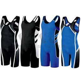 Youth Adult Wrestling Singlets Suit Boxing Triathlon One Piece Bodysuit Iron Swimwear Gym Sport Fitness Skinsuit Running Wear 240319