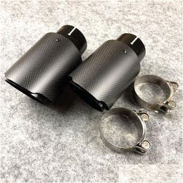 Muffler One Piece Fl Matte Carbon Fiber For Akrapovic Exhaust Tail Tips Car Er Styling Drop Delivery Automobiles Motorcycles Auto Part Otaz7