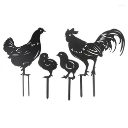 Garden Decorations Ground Inserting Lawn Yard Ornaments Hen Rooster With Stakes Insert Art