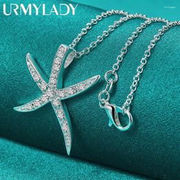 Pendants URMYLADY 925 Sterling Silver Zircon Starfish 16-30 Inch Pendant Necklace For Women Wedding Party Fashion Jewellery