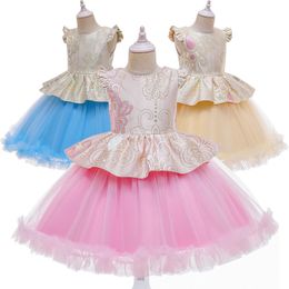 Sweet Pink Champagne Blue Jewel Girl's Birthday/Party Dresses Girl's Pageant Dresses Flower Girl Dresses Girls Everyday Skirts Kids' Wear SZ 2-10 D328251