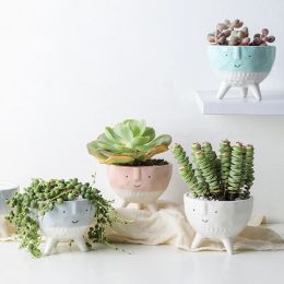 Planters Cute Little Ceramic Flower Pot Succulent Pot Planter Home Decor Indoor Decoration Desktop Ornaments Bonsai Plant Pot