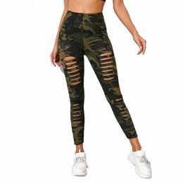 camo Printed Leggings Women Sexy Hollow Out Leggings Slim Stretchy High Waist Pants Workout Running Push Up Butt Trousers L8oK#