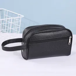 Cosmetic Bags Men Travel Makeup Bag Fashion Leather Solid Colour Wash Casual Toiletry Neceser Hombre Marca Lujo