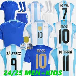 3 star 2024 Euro Cup Argentina Soccer Jerseys 24 25 MESSIS Otamendi DE PAUL National Team Copa DYBALA MARTINEZ KUN DI Maria AGUERO Maradona Football Shirts Kids Kits