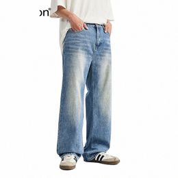 inflation Vintage W Baggy Jeans Mens Street Style Dark W Blue Loose Fit Denim Pants T7pB#