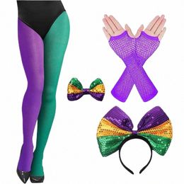 Mardi Gras Kostüm, Stirnband Tricolor enge Strumpfhosen Halen Cosplay Requisiten F6G6#