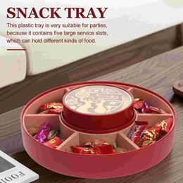 Dinnerware Sets Candy Storage Box Chinese Year Tray Nut Serving Platter Fruit With Lid Snack Dry Compartment Containers Appetisers