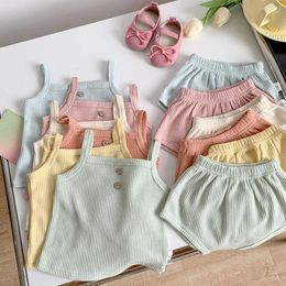 Clothing Sets 2pcs Summer Baby Clothes Sleeveless Top And Bottom Suits For Toddler Boys Girls Solid Suit Born Girl