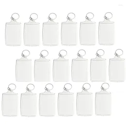 Bowls 100Pcs Po Keychain Rectangle Transparent Blank Acrylic Insert Picture Frame Keyring Key Holder DIY Split Ring