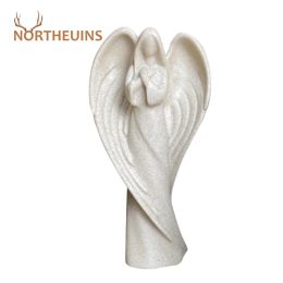 Sculptures NORTHUEINS Resin Prayer Angel Statue Sandstone Wing Girl Figurines for Interior Home Living Room Tabletop Decoration Accessories