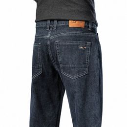 spring Autumn Men's Clothing baggy Straight Jeans soft Simple Fi Men's Cott Stretch Casual Denim Jeans z5AM#