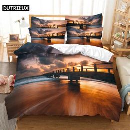 Bettwäsche-Sets Bridge 3D Digital Home Bettwäsche Super King Cover Kissenbezug Tröster Textilien Set Bett