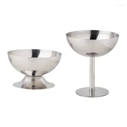 Bowls 1PC 2024 Stainless Steel Goblet Cup Ice Cream Dessert Salad Bowl Fruit Plate Snack Dish KTV Bar Supplies