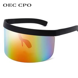 OEC CPO Fashion Sunglasses Women Men Brand Design Goggle Sun Glasses Big Frame Shield Visor Men Windproof GlassesL148256J