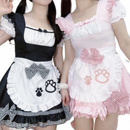 s-xl Plus-Size Two-Dimensial Pink Cat Maid Dr Anime Girl Lolita Role-Playing Costume Cute Japanese Uniform S7CA#