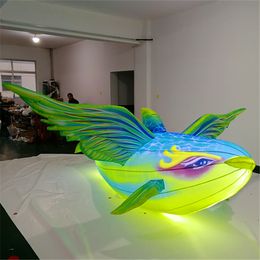 6m 20ft wide Hanging Inflatable Fish Event Decoration For Ceiling with 10W LED light for Factory price nightclub decoration event