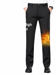 winter Casual Pants High Stretch Busin Suit Pants Thick Solid Colour Straight Casual Formal Office Trousers r93l#