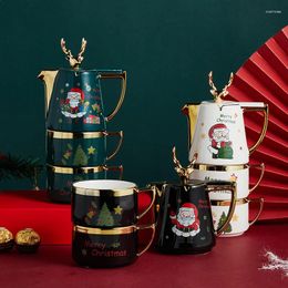 Cups Saucers Nordic Christmas Ceramic Teapot Cup Set Santa Claus Tea Elk Box Home Gift Year Thermal Tableware Multiple Options