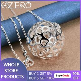 Pendants ALIZERO 925 Sterling Silver Hollow Ball Pendant Necklace 16-30 Inch Chain For Women Wedding Party Fashion Charm Jewellery Gift