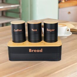 Storage Bottles Kitchen Canisters Set Container Kitchenware Multipurpose Rustic Countertop Bread Box For Cookies Home Cafe