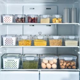 Storage Bottles Leak-proof Food Container Dishwasher Safe Transparent Home Crisper Box Set With Drainage For Vegetables