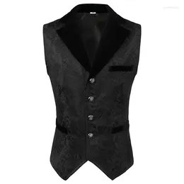 Men's Vests Gothic Vest Men Vintage Waistcoat Jacquard Black Steampunk Mediaeval Halloween Retro Casual Costume Party Victorian Gilet