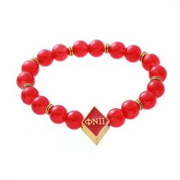 Charm Bracelets Arrival Red Beaded Stretch Soceity Greek Letters Nu Phi Jewellery Drop Delivery Otvbt