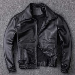 Men's Leather Faux Leather Free shipping.Men bomber A2 thicker cowhide coatclassic plus size 8XL leather clothesfathers genuine Leather jacket quality 240330