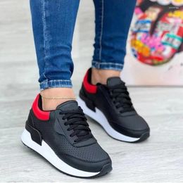 Casual Shoes Women's Lace-up Sneakers Outdoor Walking Plus Size Solid Colour Stylish Spring 2024 Women