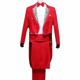 new Arrived Men Patchwork Tuxedo Suit 2 Piece Black / Red Fi Men's Palace Wedding Party Dr Blazer Jacket and Pants B5EC#