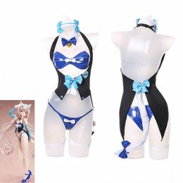 sexy Cute Bunny Girl Faux Leather Material Rabbit Woman Set NEKOPARA Chocola and Vanilla Cosplay Costume Vanilla Maid Dr B5Y3#