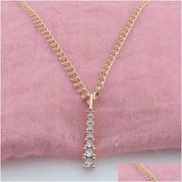 Pendant Necklaces Fj Irregar Long Ladies Femme 585 Rose Gold Colour Cubic Zircon Chains Jewellery Drop Delivery Pendants Dhot0