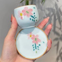 Cups Saucers Pure Hand-painted Pile Carved Tea Cup Set Ceramic Handmade Heat Insulation Anti Scalding And Plate Ceremony