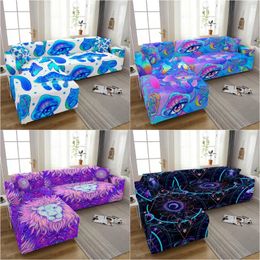 Chair Covers Colourful Printed Sofa Cover For Living Room Corner Mushroom Pattern Couch Elastic Slipcover 1/2/3/4 Seater